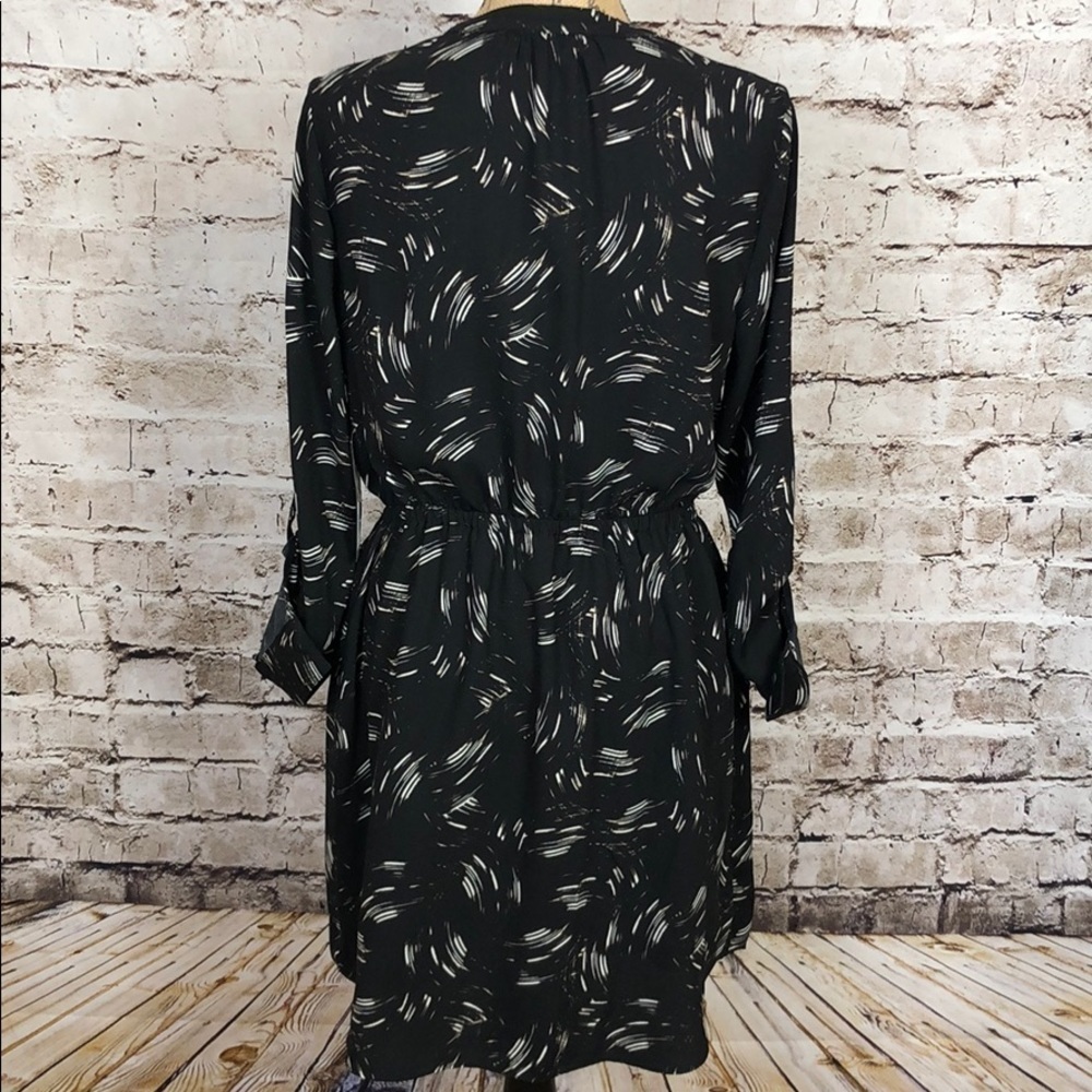 Apt 9 Dress Long Sleeves Black White Print Sz 12 - Picture 2 of 12